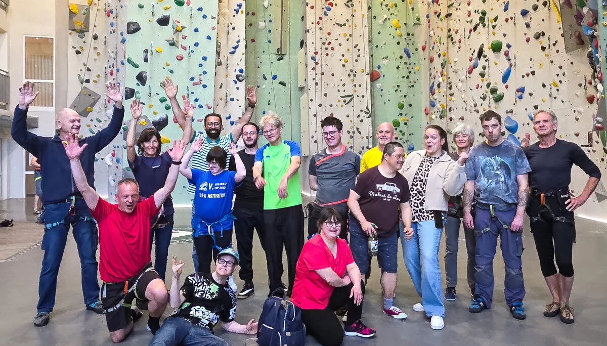 Gruppenbild vom Lebenshilfe-Event mit den Grauen Griffen im DAV Karlsruhe | © DAV Karlsruhe