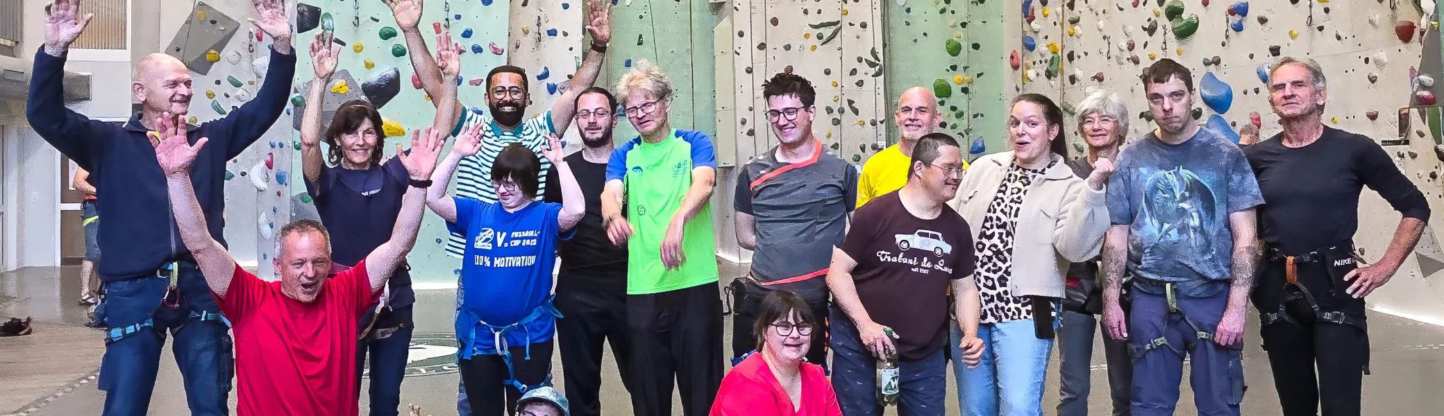 Gruppenbild vom Lebenshilfe-Event mit den Grauen Griffen im DAV Karlsruhe | © DAV Karlsruhe