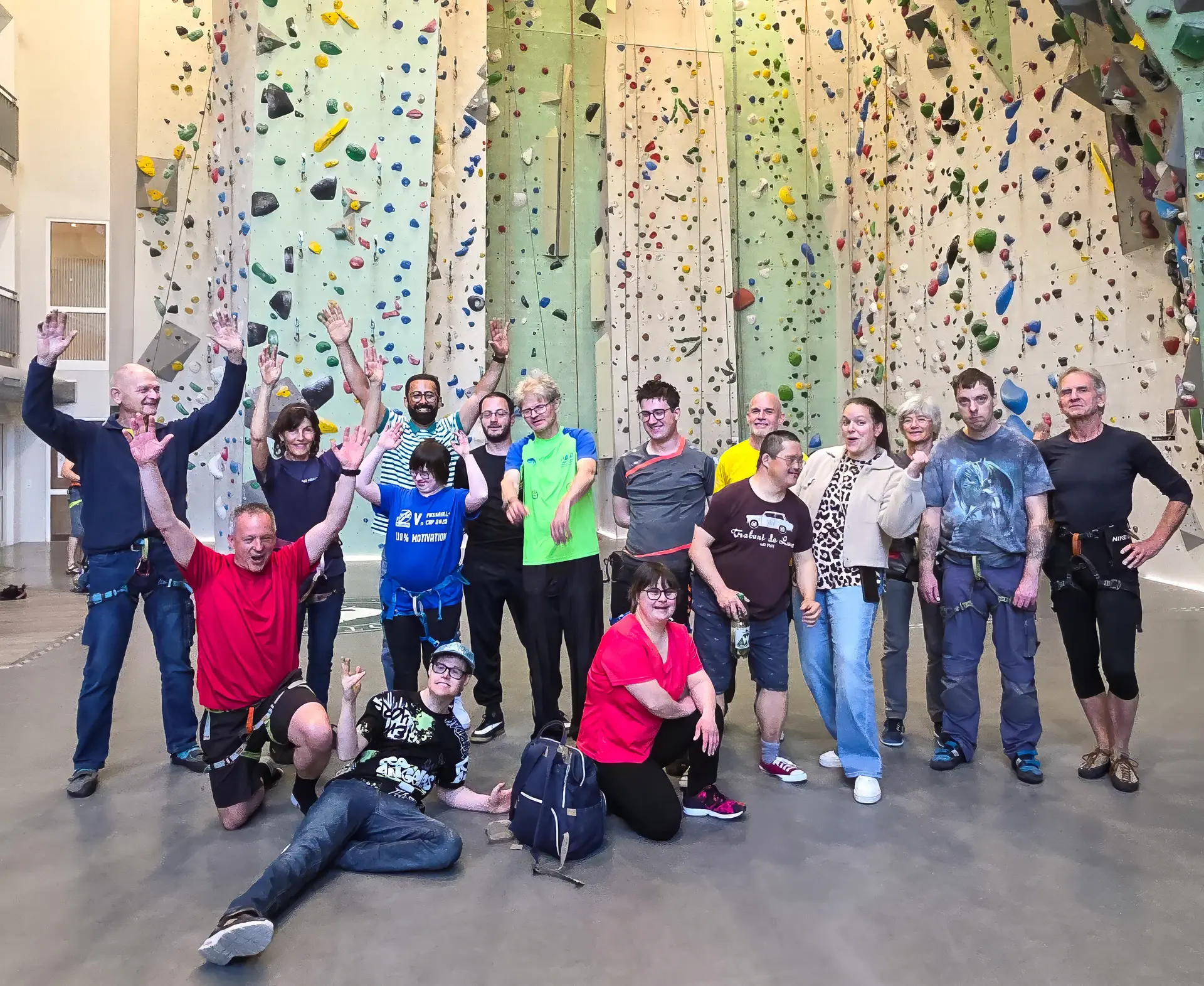 Gruppenbild vom Lebenshilfe-Event mit den Grauen Griffen im DAV Karlsruhe | © DAV Karlsruhe