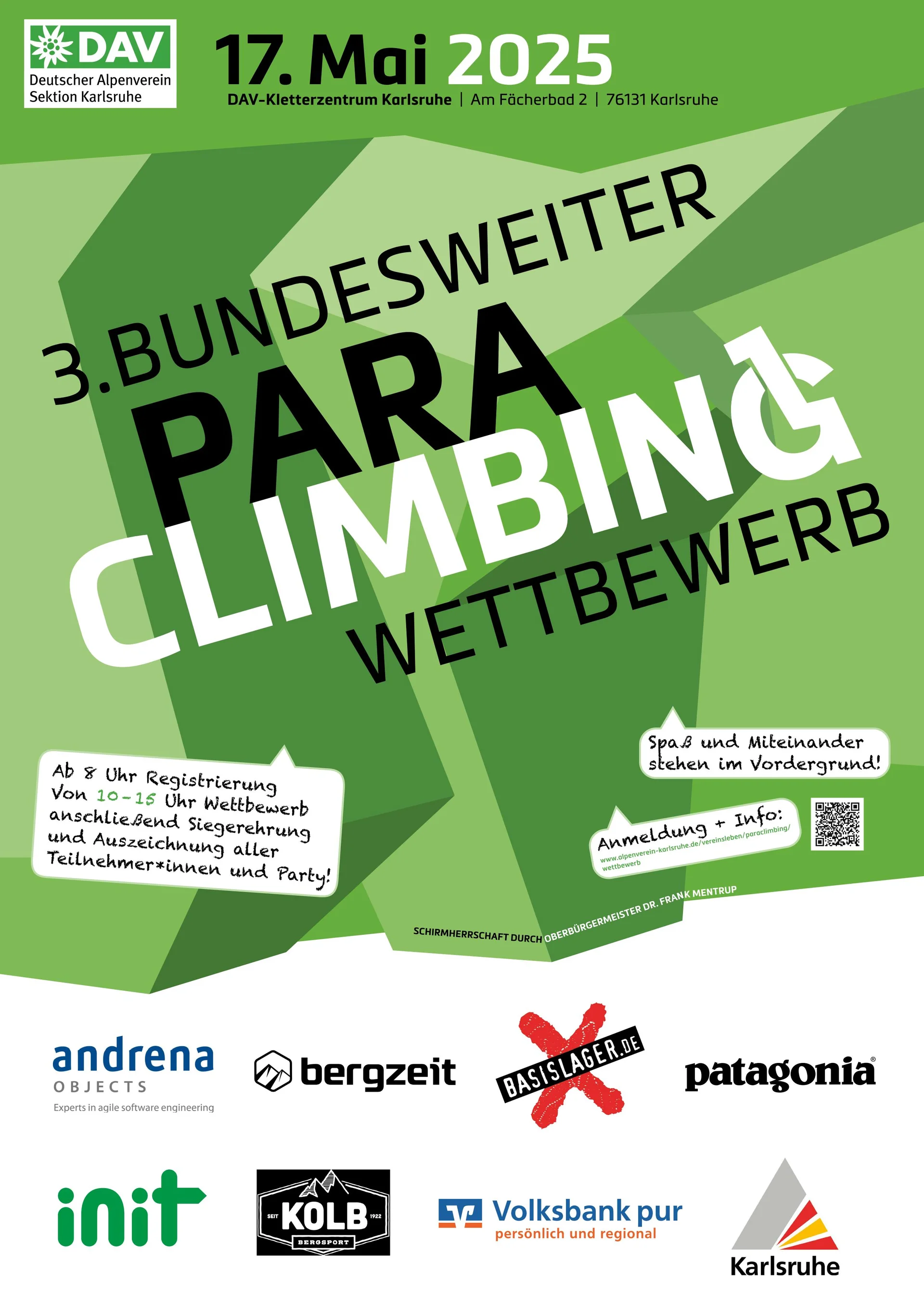 Einladungsplakat für den Paraclimbing Wettkampf am 17.05.2025 | © DAV Karlsruhe