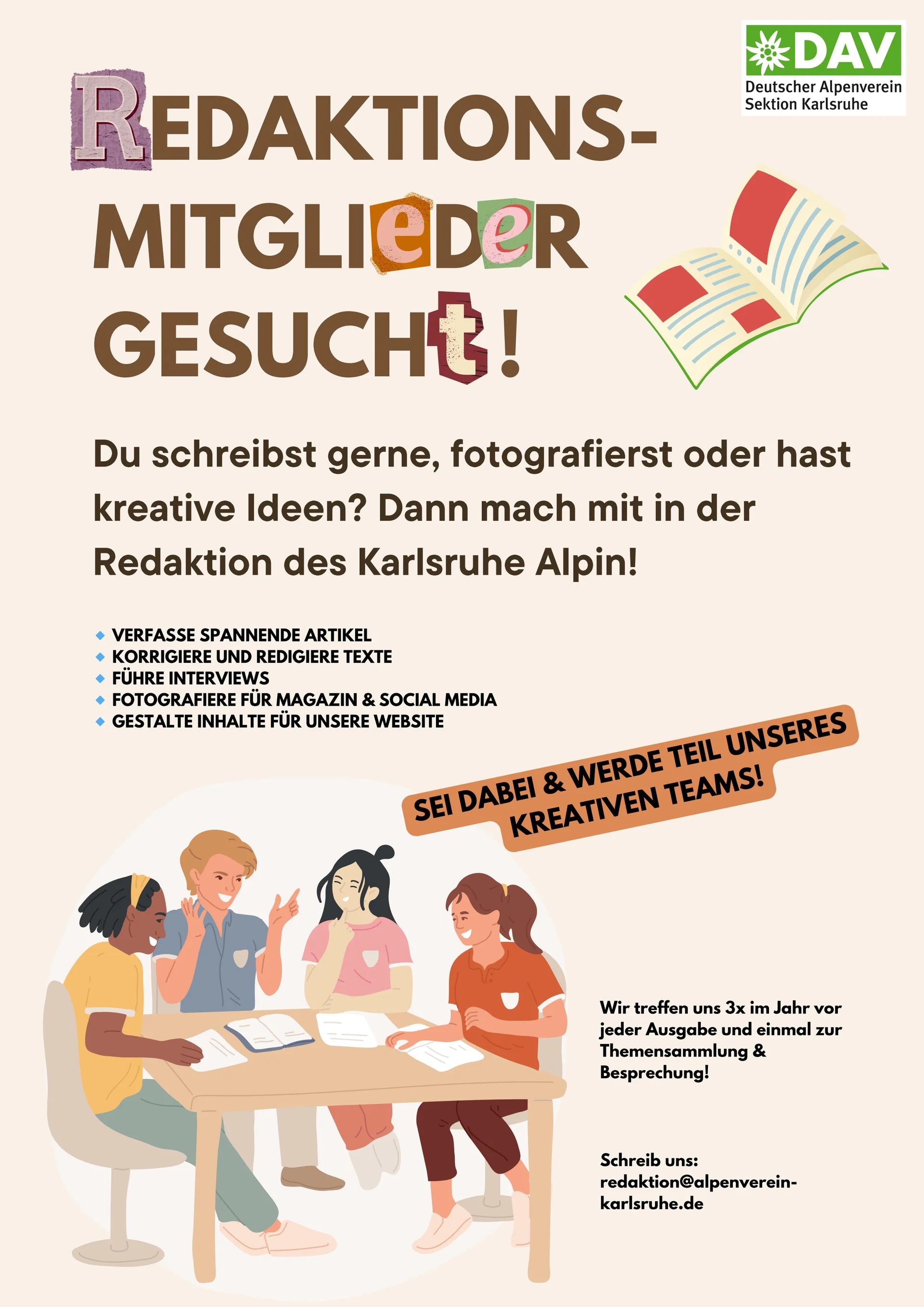 Redaktionsmitglieder gesucht | © DAV Karlsruhe